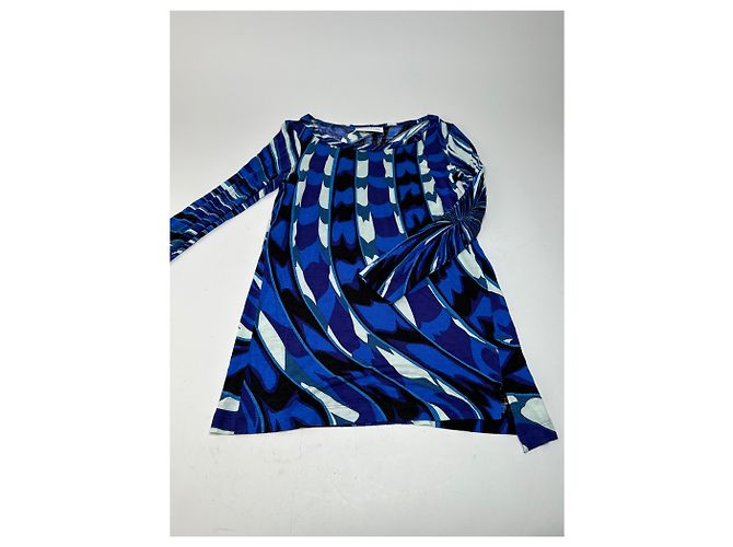 Vintage Emilio Pucci Viskose-Jersey Mini Kleid Blau Mehrfarbig S - Ansicht 6