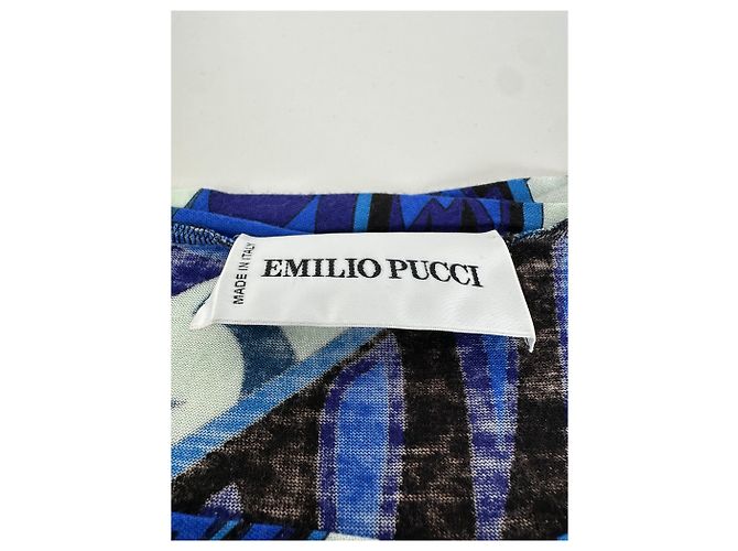 Vintage Emilio Pucci Viskose-Jersey Mini Kleid Blau Mehrfarbig S - Ansicht 7