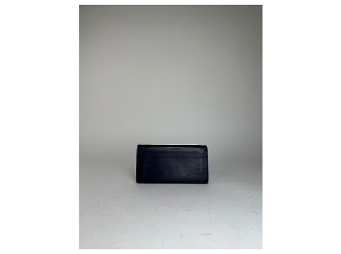 Vintage Givenchy Long Bifold Wallet Navy Leather Blue - view 10