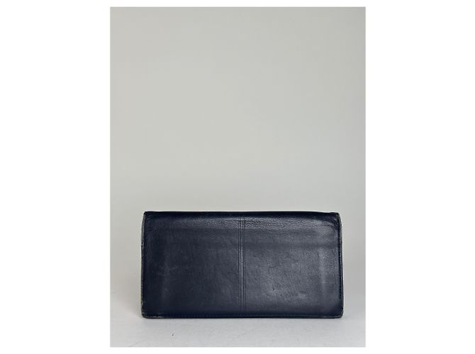 Vintage Givenchy Long Bifold Wallet Navy Leather Blue - view 2