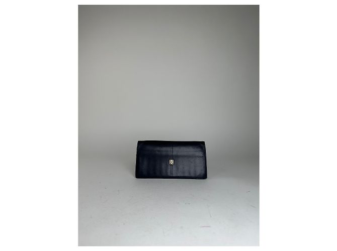 Vintage Givenchy Long Bifold Wallet Navy Leather Blue - view 9