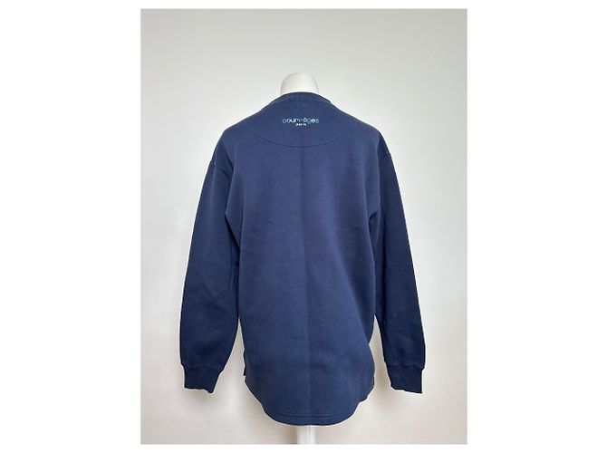 Courreges Felpa Vintage Logo Courrèges Blu Crema Misto Cotone L - vista 13