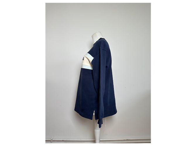 Courreges Felpa Vintage Logo Courrèges Blu Crema Misto Cotone L - vista 2