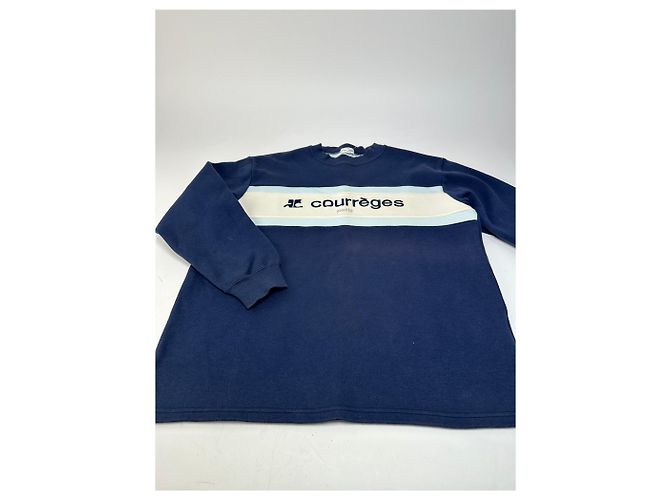 Courreges Felpa Vintage Logo Courrèges Blu Crema Misto Cotone L - vista 4
