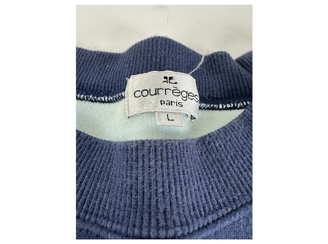 Courreges Felpa Vintage Logo Courrèges Blu Crema Misto Cotone L - vista 5