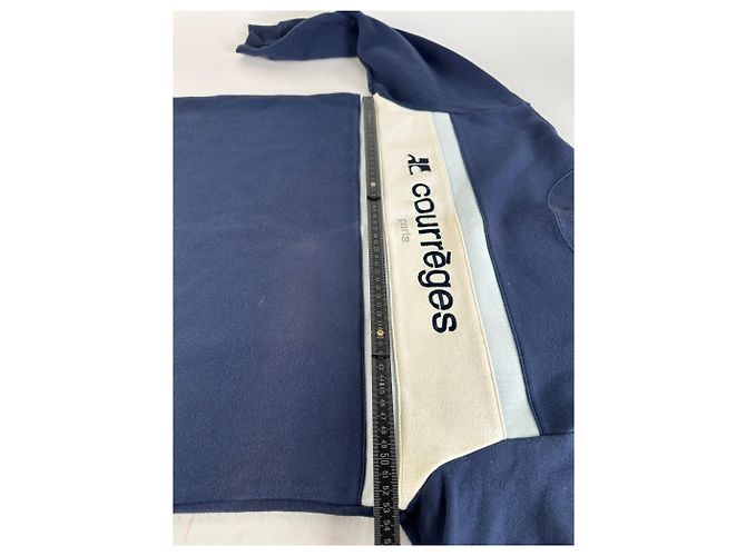 Courreges Felpa Vintage Logo Courrèges Blu Crema Misto Cotone L - vista 7