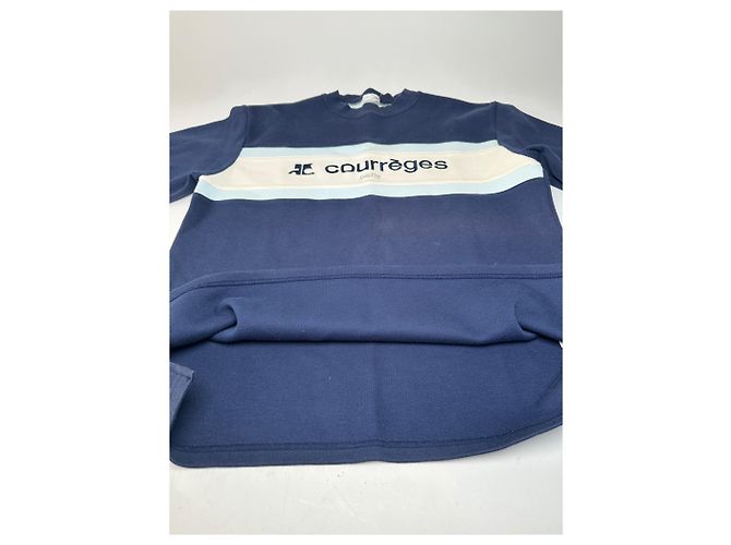 Courreges Felpa Vintage Logo Courrèges Blu Crema Misto Cotone L - vista 8