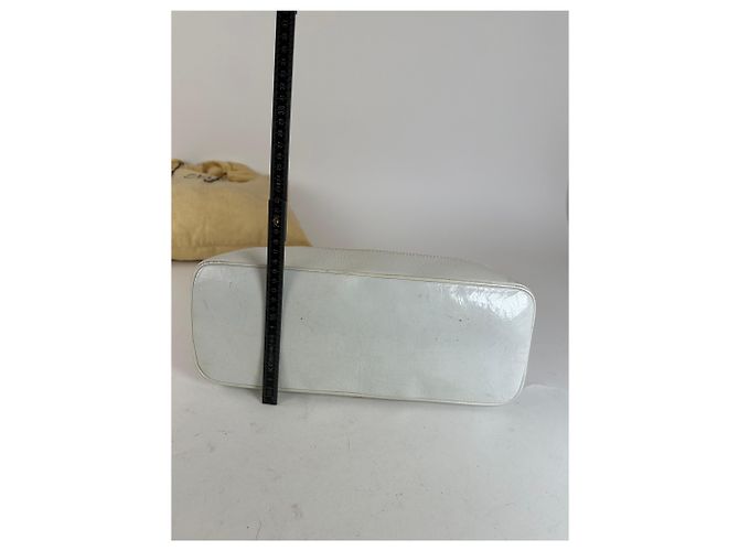 Céline Vintage Celine Leder Schultertasche Weiß - Ansicht 11