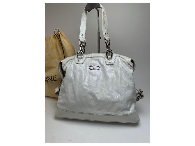 Céline Vintage Celine Leder Schultertasche Weiß - Ansicht 12
