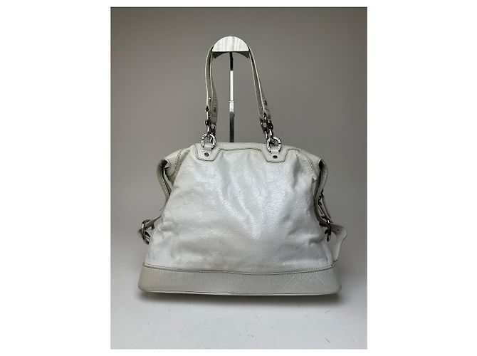 Céline Vintage Celine Leder Schultertasche Weiß - Ansicht 13