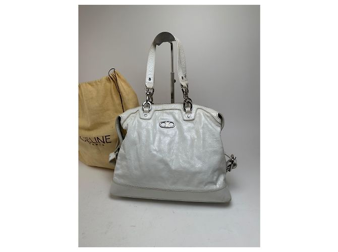 Céline Vintage Celine Leder Schultertasche Weiß - Ansicht 5