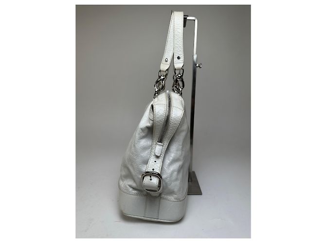 Céline Vintage Celine Leder Schultertasche Weiß - Ansicht 6