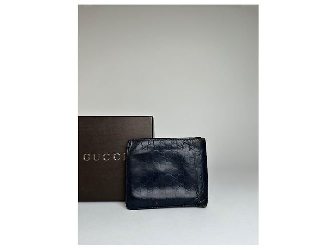 Portafoglio Bifold Microguccissima Vintage Gucci Blu Navy Nero - vista 12