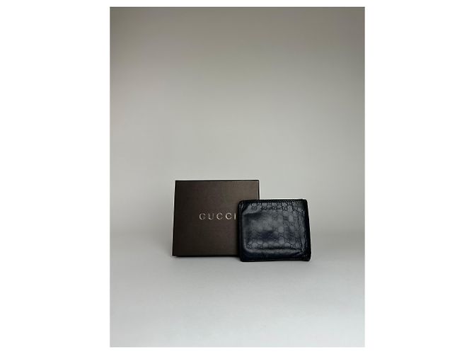 Portafoglio Bifold Microguccissima Vintage Gucci Blu Navy Nero - vista 2