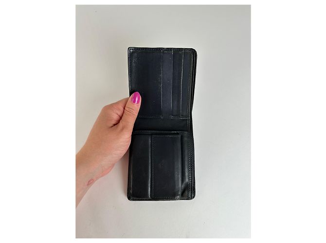 Portafoglio Bifold Microguccissima Vintage Gucci Blu Navy Nero - vista 3