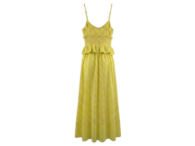 Autre Marque Vestido midi sin mangas Debie Eyelet amarillo Dayglow / blanco Cinq a Sept - vista 2