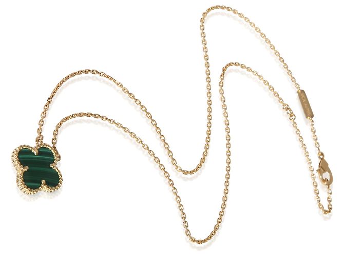 Pendente Vintage Alhambra in Malachite e Oro Giallo Van Cleef & Arpels - vista 3