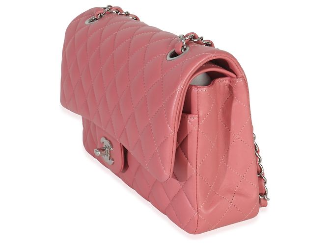 Timeless Chanel Mittelgroße klassische Double Flap Tasche aus rosa gestepptem Lammleder Pink - Ansicht 2