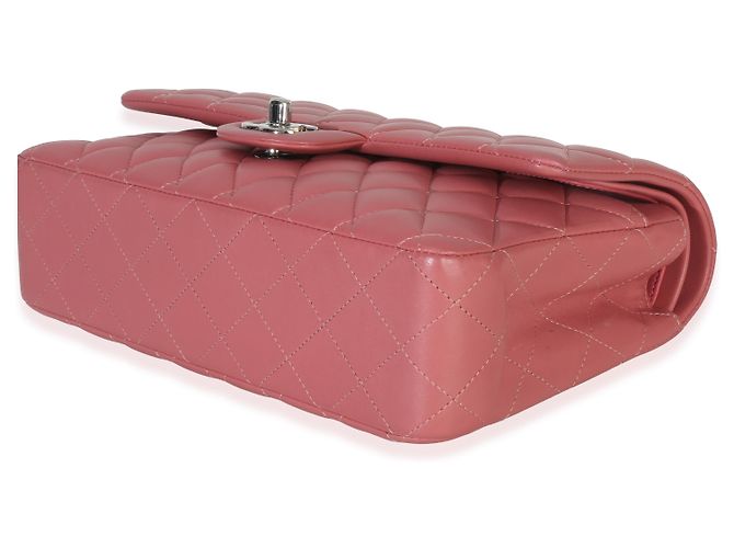 Timeless Chanel Mittelgroße klassische Double Flap Tasche aus rosa gestepptem Lammleder Pink - Ansicht 5