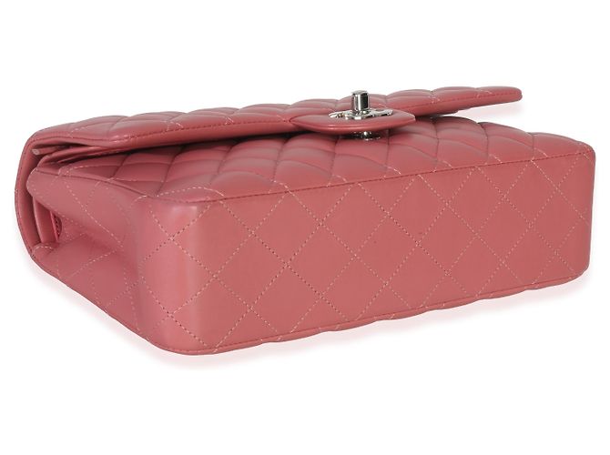 Timeless Chanel Mittelgroße klassische Double Flap Tasche aus rosa gestepptem Lammleder Pink - Ansicht 6