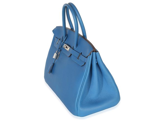 Hermès Bleu Zellige Togo Birkin 35 PHW Blu - vista 4