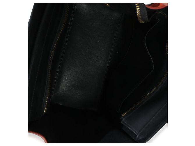 Luggage Céline Celine Tote Nano in pelle di vitello nubuck drummed multicolore beige Nero - vista 5