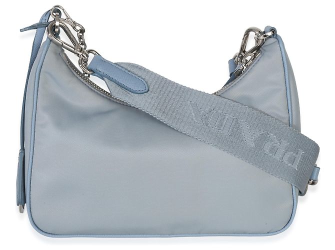 Prada Borsa in Nylon Saffiano Blu Re-Edition 2005 - vista 2