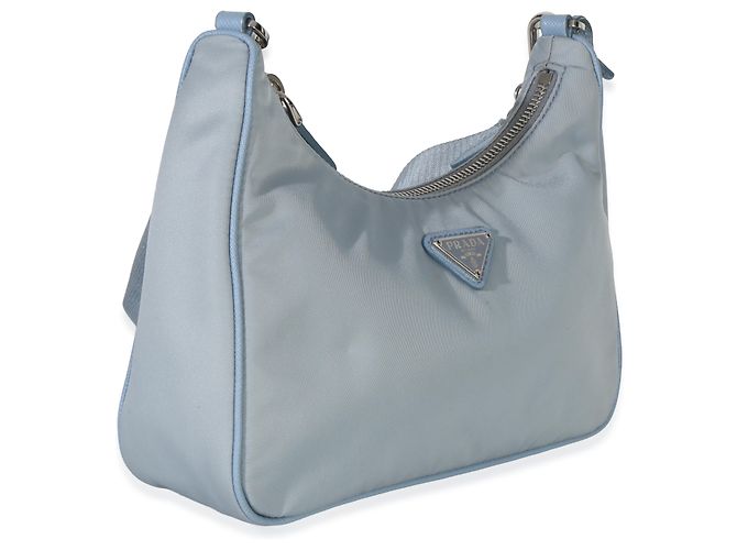 Prada Borsa in Nylon Saffiano Blu Re-Edition 2005 - vista 4