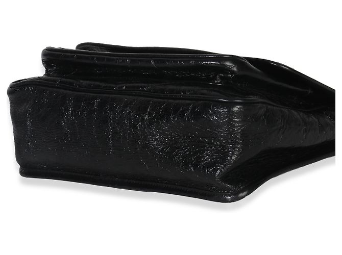Borsa a tracolla media Niki in pelle di vitello rugosa nera Matelassé Saint Laurent - vista 5