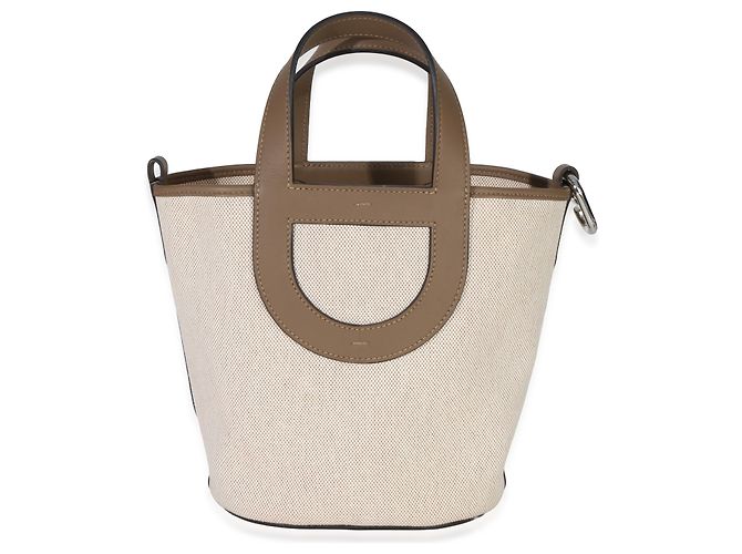 Hermès Toile H Swift Ecru Beige De Weimar In-The-Loop 18 PHW Marrone - vista 2