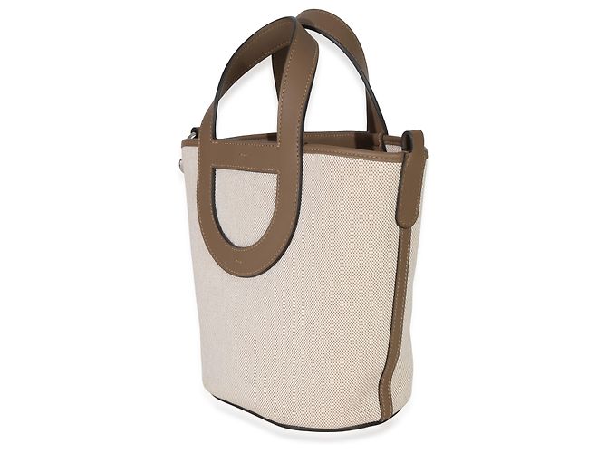 Hermès Toile H Swift Ecru Beige De Weimar In-The-Loop 18 PHW Marrone - vista 3
