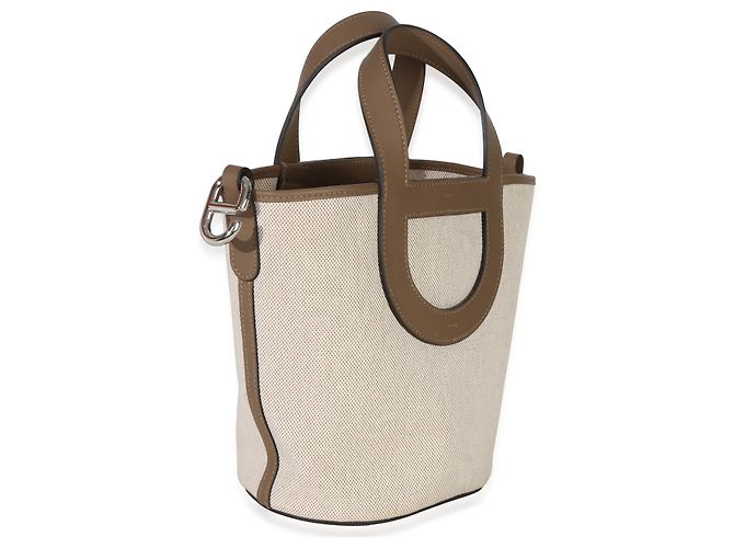 Hermès Toile H Swift Ecru Beige De Weimar In-The-Loop 18 PHW Marrone - vista 4