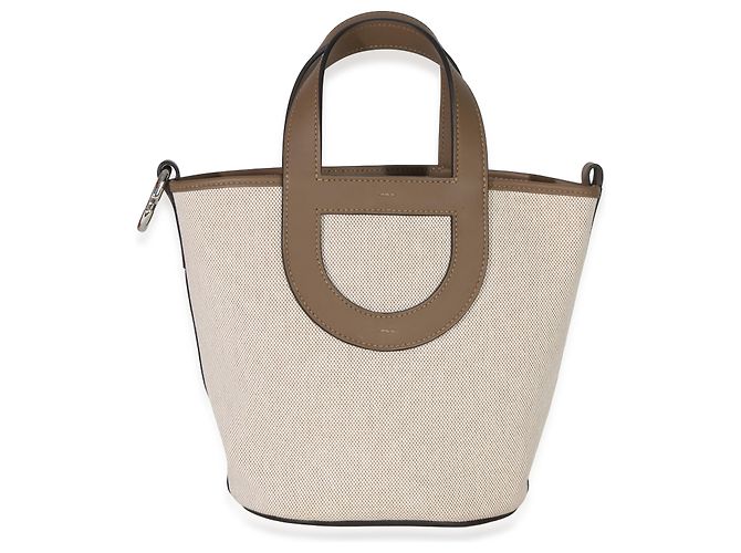 Hermès Toile H Swift Ecru Beige De Weimar In-The-Loop 18 PHW Marrone - vista 7
