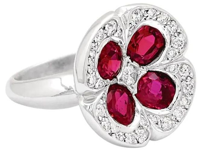 Autre Marque Anello "Fiore", oro bianco, rubini sintetici e diamanti. - vista 2