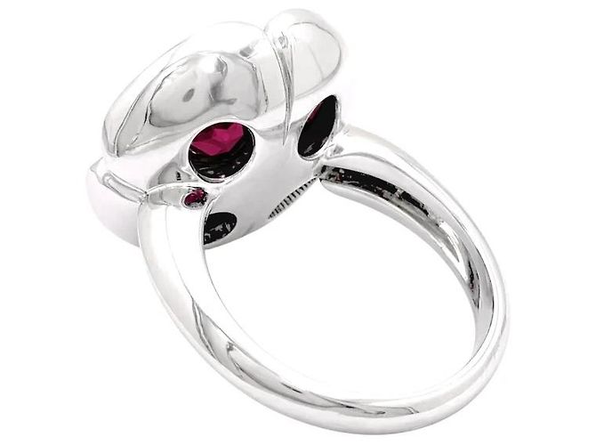 Autre Marque Anello "Fiore", oro bianco, rubini sintetici e diamanti. - vista 4