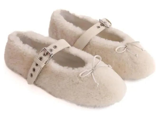 Miu Miu Bailarinas de piel blanca Blanco - vista 3