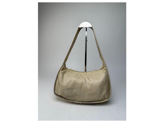 Vintage Prada Schultertasche Tessuto Lino Beige - Ansicht 13