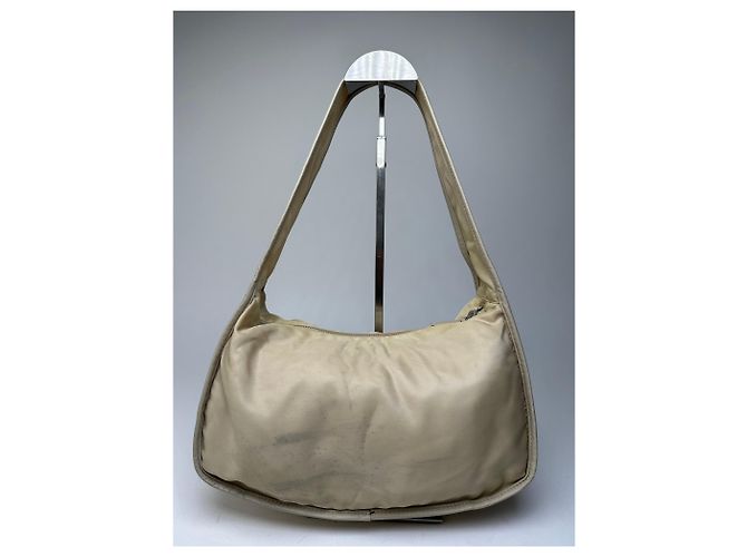 Vintage Prada Schultertasche Tessuto Lino Beige - Ansicht 2