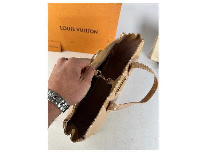 Vintage Louis Vuitton Monogram Vernis Handtasche Beige - Ansicht 10