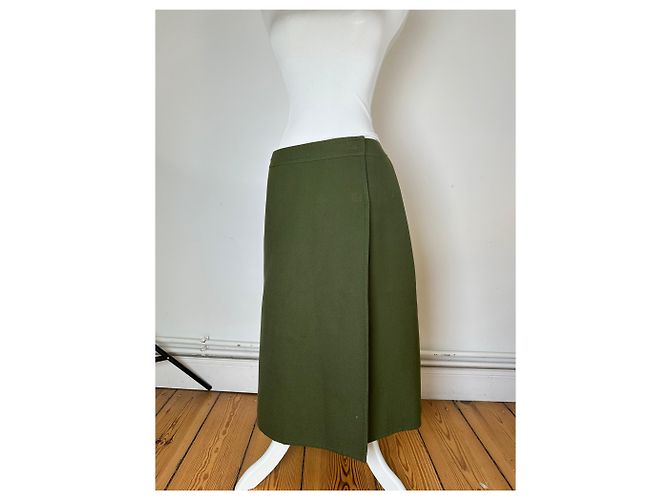 Céline Vintage Celine Wende-Wollrock olivgrün S - Ansicht 13