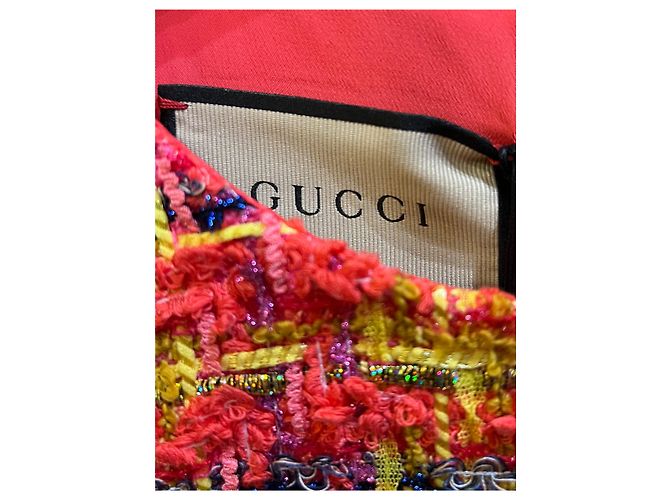 Abito in tweed multicolore Gucci con bottoni dorati - vista 5