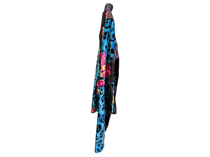 Giacca in denim e suede multicolore con stampe Versace - vista 2