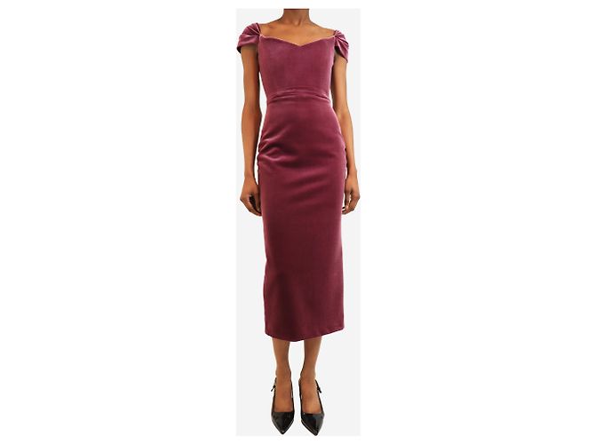 Autre Marque Purple velvet midi dress - size UK 6 - view 3