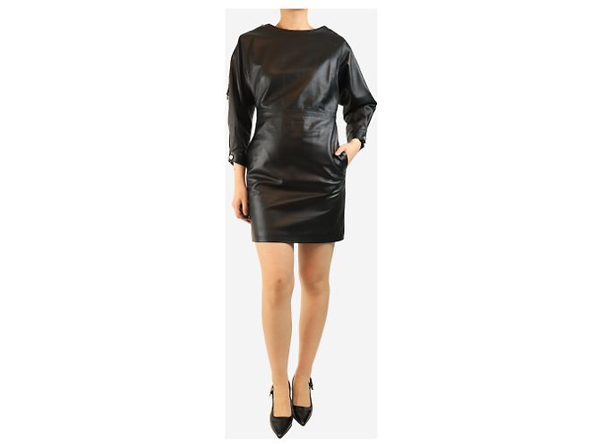 Red Valentino Schwarzes Leder-Minikleid - Größe UK 10 - Ansicht 3