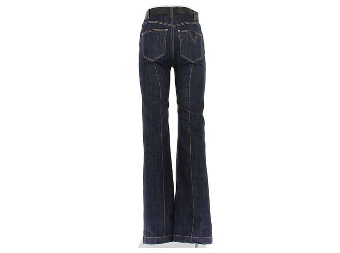 Louis Vuitton Jeans azules con cinturón de cuero - vista 2