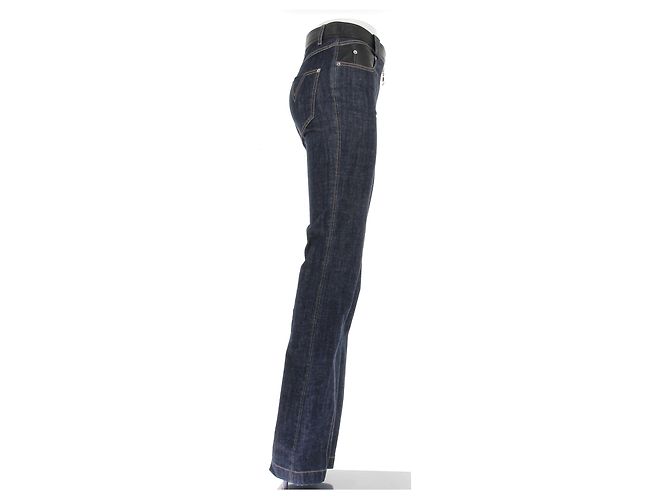 Louis Vuitton Jeans azules con cinturón de cuero - vista 3