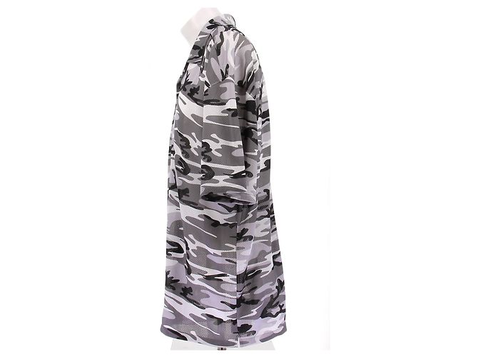 Balenciaga Camicia grigia camouflage a maniche corte Grigio - vista 4