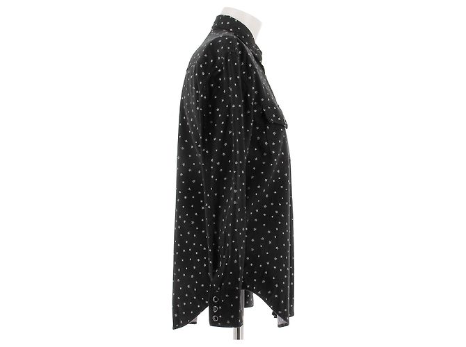 Camisa Saint Laurent de algodón negra con estrellas Negro - vista 3