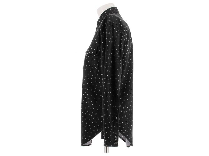 Camisa Saint Laurent de algodón negra con estrellas Negro - vista 4