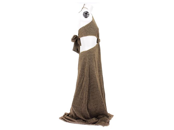 Autre Marque Abito con paillettes dorate OSEREE Beige - vista 3